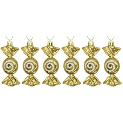 Image of UKDD® Christmas Candy Decoration Props Tree Hanging Ornament Baubles 6pcs (Gold)