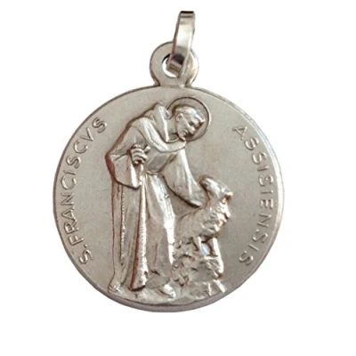 Image of I G J 925 Sterling Silver Saint Francis from Assisi Medal Patron of Europe