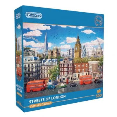 Image of Streets of London 500 Piece Jigsaw Puzzle Britain Sustainable for Adults Premium 100% Recycled Board Great Gift Gibsons Games