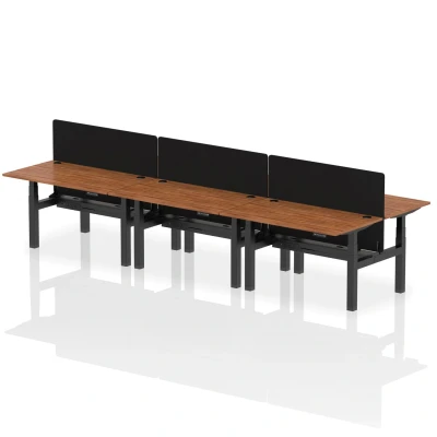 Image of Air B2B 1400x800mm Adjustable 6P Bench Desk CP Walnut/Black + Screen