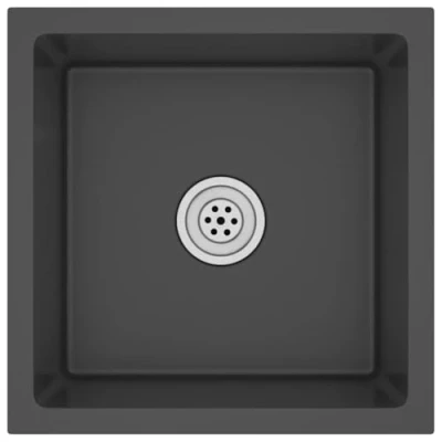 Image of vidaXL Handmade Stainless Steel Kitchen Sink Elegant Black Color, Mould proof, Corrosion Resistant with Quick Flow X flume Design
