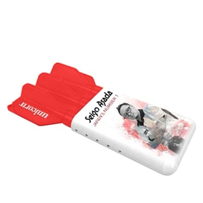Image of Unicorn Seigo Asada Slider Darts Case Holds 1 Fully Loaded Set of Adjustable to 160mm Long Red &amp; White Lanyard Carabiner