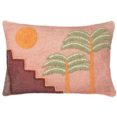 Image of furn. Moloko Embroidered Filled Cushion Pink Cotton Size 40 cm x 60
