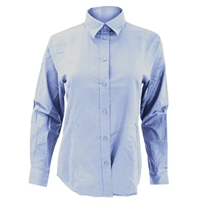 Image of Kustom Kit Ladies Workwear Oxford Long Sleeve Shirt (16) (Light Blue)