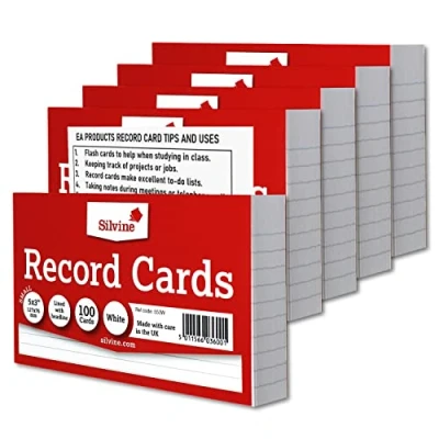 Image of Silvine Record Card Bulk Pack of 500 5 x 100 5x3 White Lined with Headline Size Small 127 76mm EAP Tips and Ideas