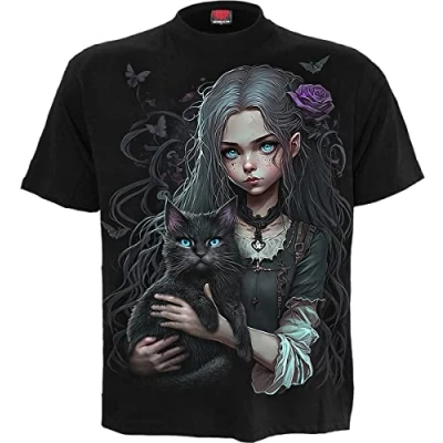 Image of Spiral Goth Familiar Front Print T Shirt Black XL