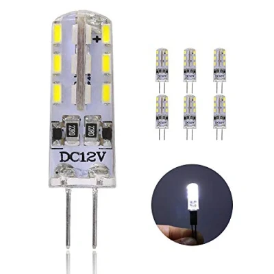 Image of Chao Zan G4 LED Bulb 1.5W, 24 SMD 3014 Light Bulbs, Replacement 10W Halogen, 6000 6500K Cool White DC12V, 360 Beam Energy Saving Lamp Bulb, 6 Pack