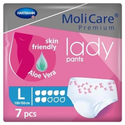 Image of MoliCare Premium Lady Pants, Discreet Usage for Bladder Weakness Specially Women, Aloe Vera, 7 Drops, Size L, Pack of
