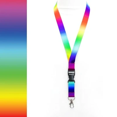 Image of ROLSELEY Lanyard Neck Strap RAINBOW Pattern With Metal Clip And Safety Breakaway