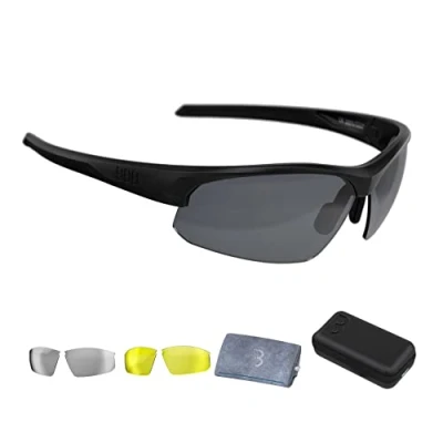 Image of BBB Cycling Biking Glasses Sunglasses With Travelcase Sport Polycarbonate Frame 3 changeable lenses Impress BSG 58T, Matt Black