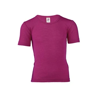 Image of Engel Natur, Childrens Undershirt T Shirt, 70% Organic Wool, 30% Silk (4 6 Years EU 116, Raspberry)