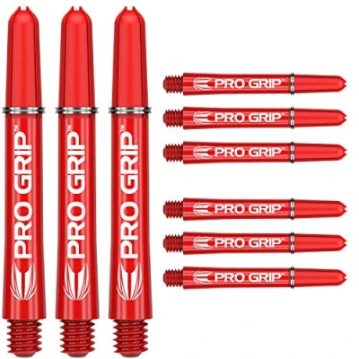 Image of TARGET Darts Pro Grip Shafts Set of 9 Red, Medium (48mm) Dart Stems, Professional Accessories, 2BA Shaft Multipack with Rings