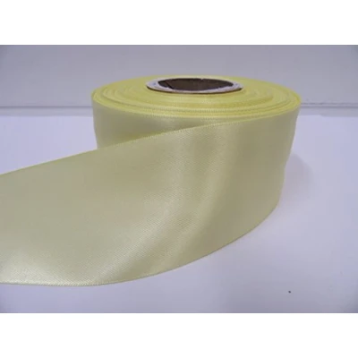 Image of 2 metres of 50mm Satin Ribbon Lemon Light Yellow Double Sided 50 mm 5cm 2&quot; Inch