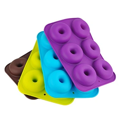 Image of Selecto Bake 4 PCS Silicone Doughnut Mould, 6 Cavity Moulds Tray Baking Set Non Stick Flexible Donut Molds Pan for Candy Biscuit Bagels Muffins
