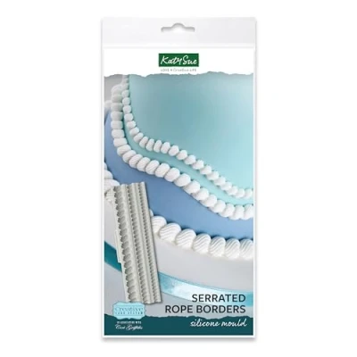 Image of Katy Sue Serrated Rope Borders Silicone Mould for Lambeth Style Cake Decorating Makes 3 Sizes of Border