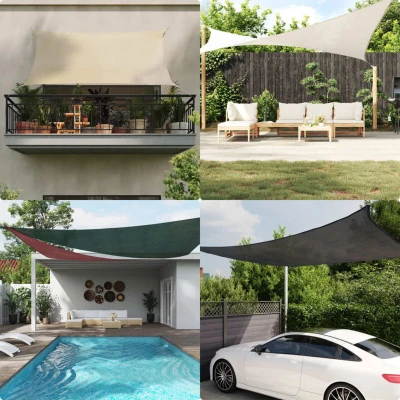 Image of vidaXL Sunshade Sail 160 g/m² Black 3.5x3.5x4.9 m HDPE