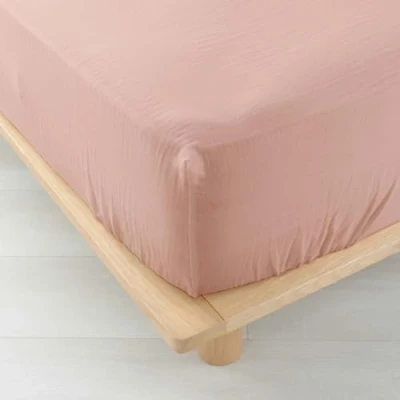 Image of douceur d&#039;intérieur, Fitted Sheet (140 x 190 cm) Angelia Rose, Cotton Gauze