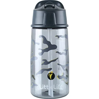 Image of LittleLife Children&#039;s Water Bottle With Easy Access Lid And Straw Leak Proof BPA Free, Camo