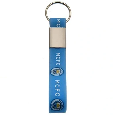 Image of Manchester City Football Club Official Silicone Key Ring Chain Team Crest Badge