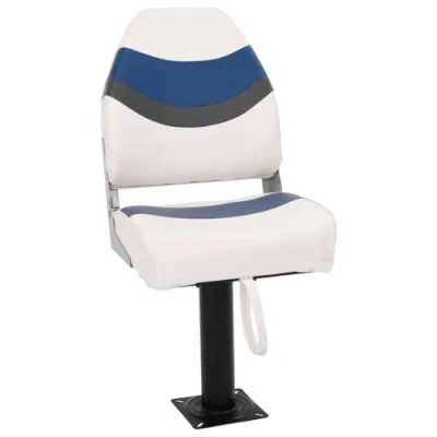 Image of vidaXL Foldable Boat Seat Set 2 Piece, High Backrest, 360 Swivel, Waterproof PVC/PU, Aluminium, Red/Black/Grey