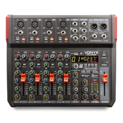 Image of VONYX VM KG08 Music Mixer Desk 8 Channel with USB Audio Interface, Bluetooth and Built in DSP Effects