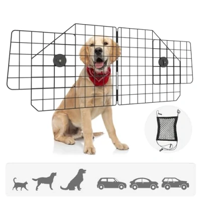 Image of Urban Deco Car Headrest Dog Guard For Barriers Adjustable Pet Travel Barrier Mesh SUV, Vehicle (Black).