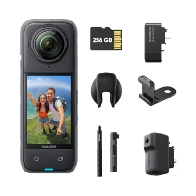 Image of Insta360 X4 Creator Bundle 8K Waterproof 360 Action Camera, 4K Wide Angle Video, Invisible Selfie Stick, Removable Lens Guards, 135 Min Battery Life, AI Editing, Stabilization, for Sports, Travel