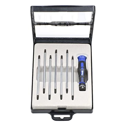 Image of kwb Precision Screwdriver Set for Fine Mechanics, Cross, Slotted, TX/Hex with Interchangeable Blades in Storage Case