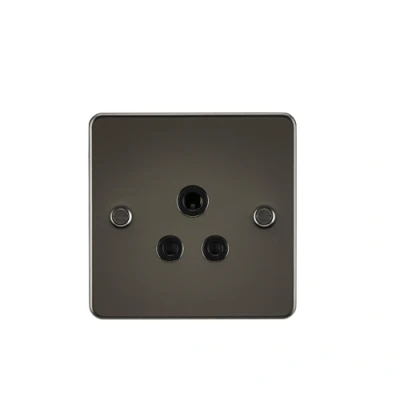 Image of KnightsBridge Flat Plate 5A unswitched socket gunmetal with black insert