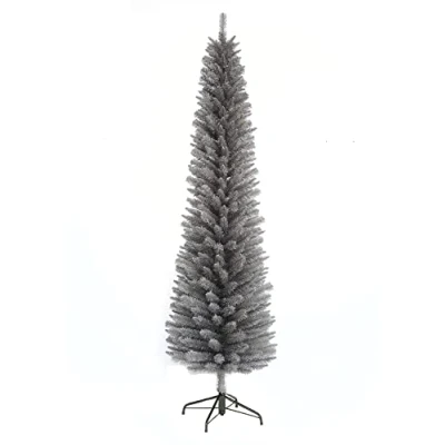 Image of E Stores Direct 5ft 6ft 7ft 8ft Grey Pine Pencil Slim Artificial Christmas Tree (8ft/240cm)