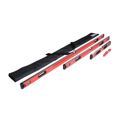Image of Hilka Tools 63990004 4 PCE Level Set Torpedo, 24&quot;, 48&quot;, 72&quot;, Red &amp; Black