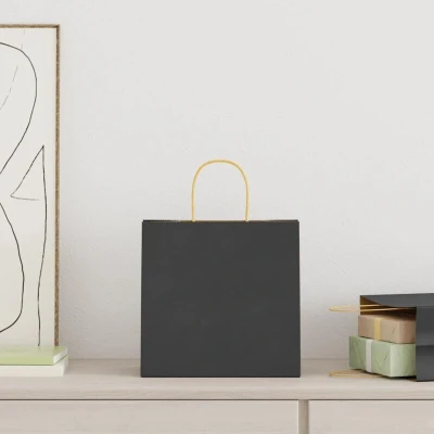 Image of vidaXL Paper Bags 50 pcs with Handles Black 26x17x25 cm