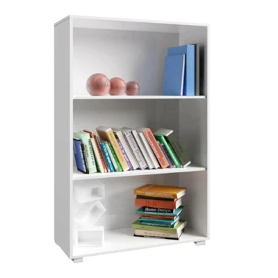 Image of CASARIA® White Vela Bookshelf With 2 Doors 3 Compartments 115.5x60x30cm Modern Side Cabinet Bookcase Wardrobe Wooden Storage Unit Shoe