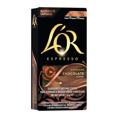 Image of L&#039;OR Espresso Chocolate Flavour Coffee Pods X10 (Pack of 10, Total 100 Capsules)
