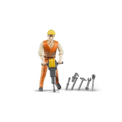 Image of Bruder Construction Worker with Accessories