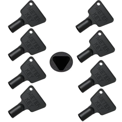 Image of Gas Meter Box Key [8 Pack] Triangle Electric Utility Black Plastic