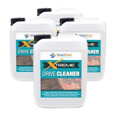 Image of Smartseal Drive Clean Xtreme Powerful, Fast Acting, Effective, Driveway Cleaner for Block Paving, Natural Stone &amp; Concrete Driveways. Removes Blackspot, Dirt Green Algae Fast. (4 x 5 Litre)