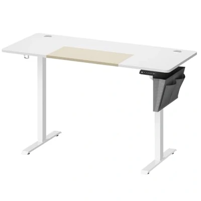 Image of VASAGLE Electric Standing Desk, Height Adjustable 60 x 140 (72 120) cm, 4 Memory Heights, Storage Pocket, for Home Office, Study, Cloud White and Matte LSD016W11V1