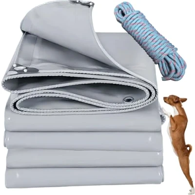 Image of YANFEILI waterproof tough,1x2.5m 520g/m² Tarp PVC Multipurpose Protective Cover,Leightweight,Waterproof,Weather Proof Grey