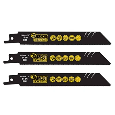 Image of 3 x SabreCut SCRS922BF_3 150mm 14 TPI S922BF Fast Wood and Metal Cutting Reciprocating Sabre Saw Blades Compatible with Bosch Dewalt Makita Many Others