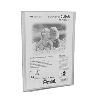 Image of Pentel Display Book Clear, 30 Pockets, Transparent, 1 A4 Folder DCF243T