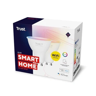 Image of Trust WiFi GU10 Smart Bulb, Colour Changing Light Works with Alexa and Google Home, No Hub, 2.4GHz LED Spotlight White &amp; [Amazon Exclusive] 2 Pack