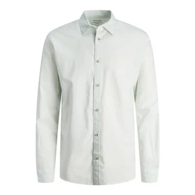 Image of JACK &amp; JONES Men&#039;s Jjesummer Linen Shirt Ls Sn Short Sleeved, Soothing Sea, XXL