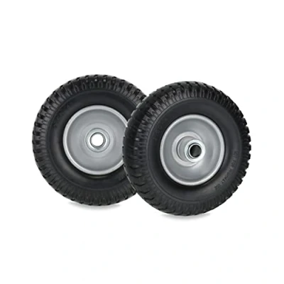 Image of Relaxdays Wheelbarrow Wheels 2.50 4, Set of 2, Solid Rubber, Steel Rim, up to 80 kg, Replacement Tyre, Black, 2.5 4