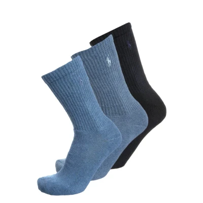 Image of Polo Ralph Lauren CREW 3 PACK Socks, Men&#039;s, Size: One Size, Denim