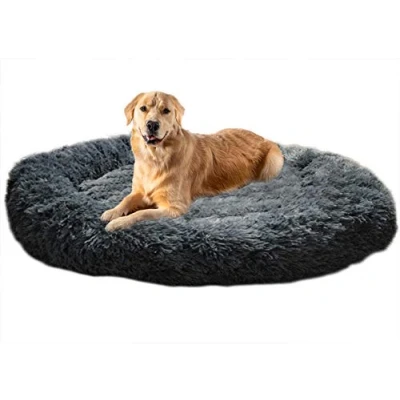 Image of Plush Round Pet Bed XL,Large Donut Calming Dog Nest,Warm Soft Cushion Cuddler for Improved Sleep Winter Cat Puppy Medium Extra Large 120cm