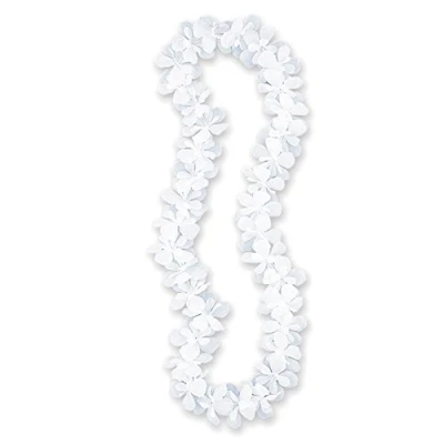 Image of White Flower Lei (101cm) 1 Piece Magnificent Color Necklace, Perfect for Parties, Celebrations &amp; Holidays