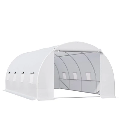 Image of Outsunny 6 X 3 2 M Polytunnel Greenhouse Pollytunnel Tent w/Metal Frame White
