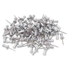 Image of Push Pins, steel Aluminum Head Pins Sharp point Silver, 3/8 Long Box of 100
