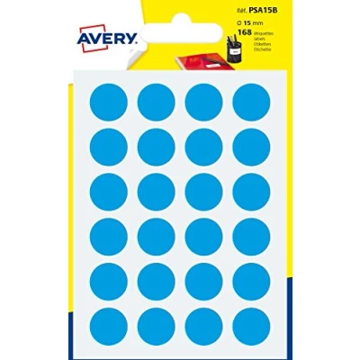 Image of Avery 168 Circle Stickers, 15mm Diameter, Blue Small Round Dot Adhesive Labels
